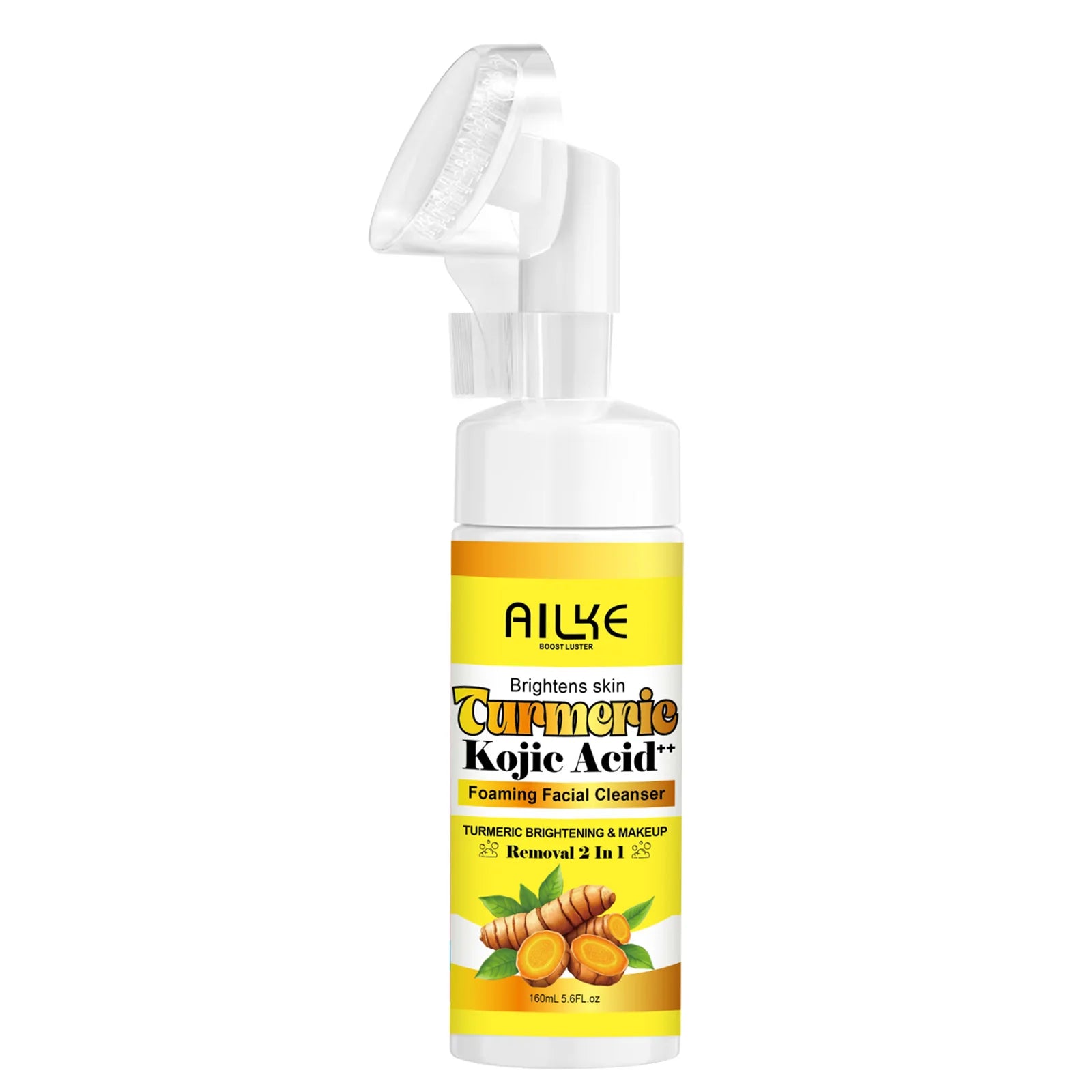 Brightening Foaming Facial Cleanser with Turmeric & Kojic Acid - 160ml, Removes Makeup & Acne