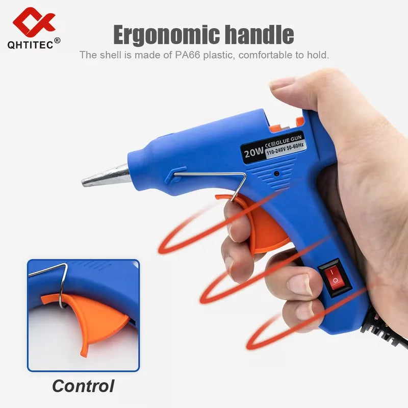 20W Hot Melt Glue Gun Kit with 20pcs 7mm Glue Sticks - DIY Household & Repair Tool