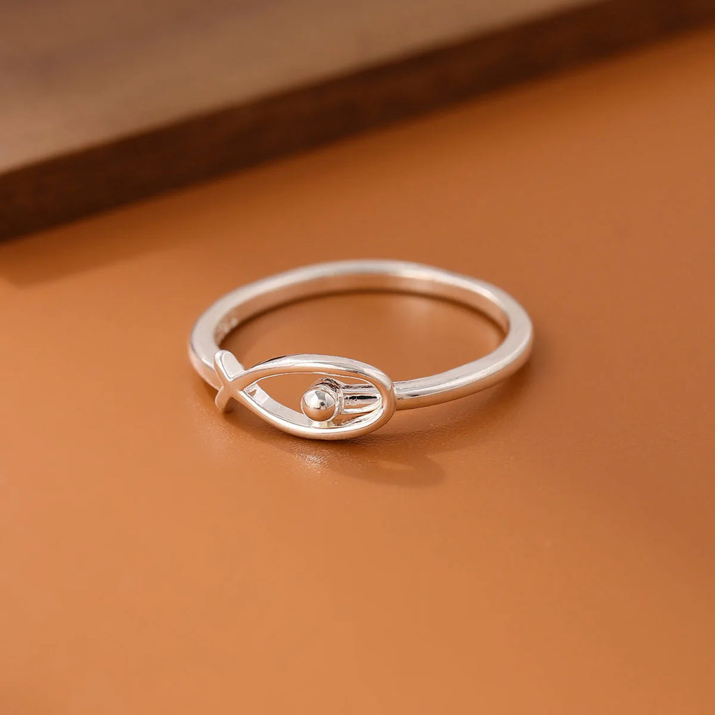 Sterling Silver Animal Opening Ring - Cute Fish Design, Exquisite Jewelry