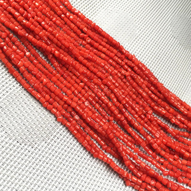Natural Stone Coral Beads Small Column Shape Loose Jewelry Beads 3x3mm