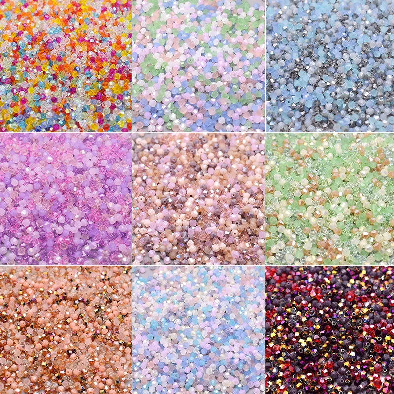 4mm Mixed-Color Crystal Beads 200pcs Bicone Glass Spacer Jewelry Making