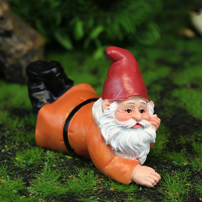 Garden Gnome Figurine Resin Miniature Outdoor Decor for Lawn & Garden