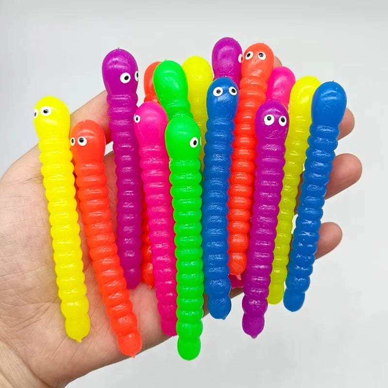 Mini Colorful Soft Caterpillar Party Favors - Kids Birthday & Halloween Supplies, 12 or 24 Pieces