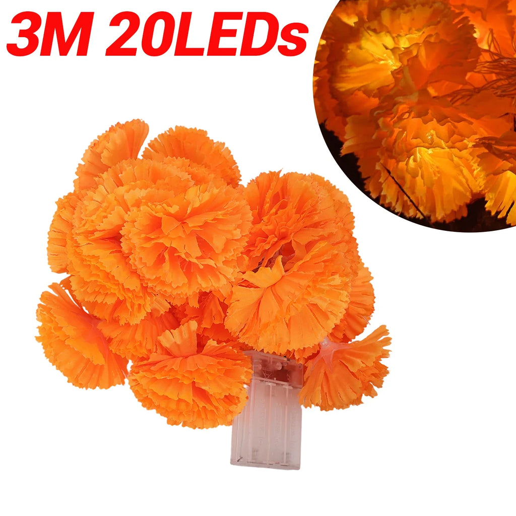 LED String Lights for Halloween Outdoor Party Decorations Marigold Garland Battery Powered