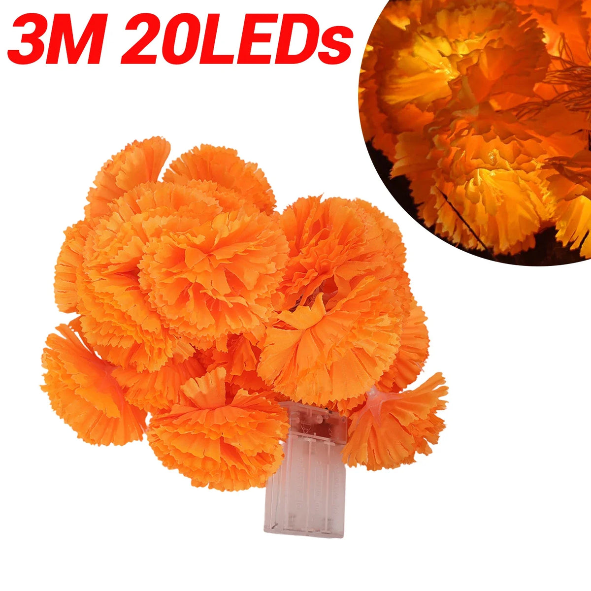 LED String Lights for Halloween Outdoor Party Decorations Marigold Garland Battery Powered