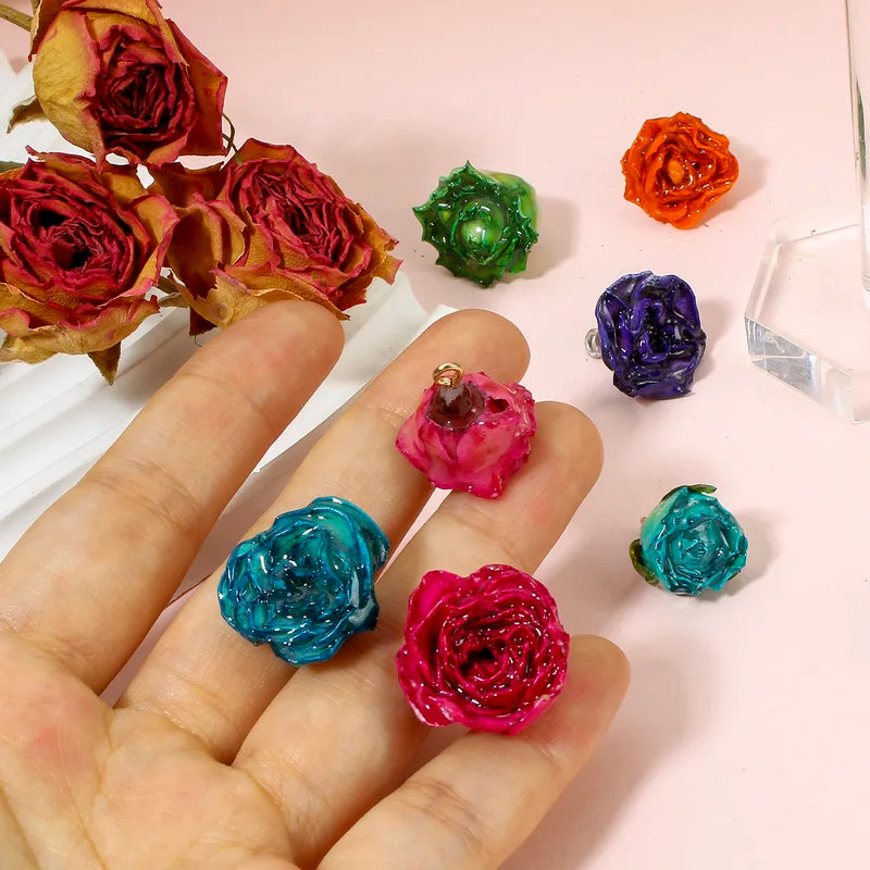 Handmade Resin Flower Charms for Jewelry Making - Multicolor 20x16mm