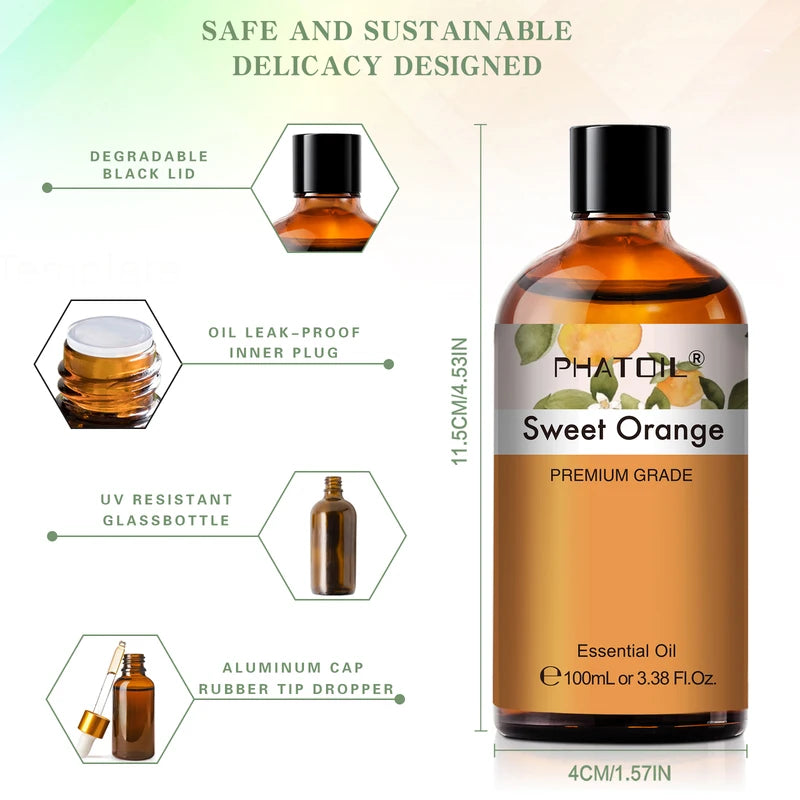 Sweet Orange Essential Oil for Diffusers & Aromatherapy, 100ml