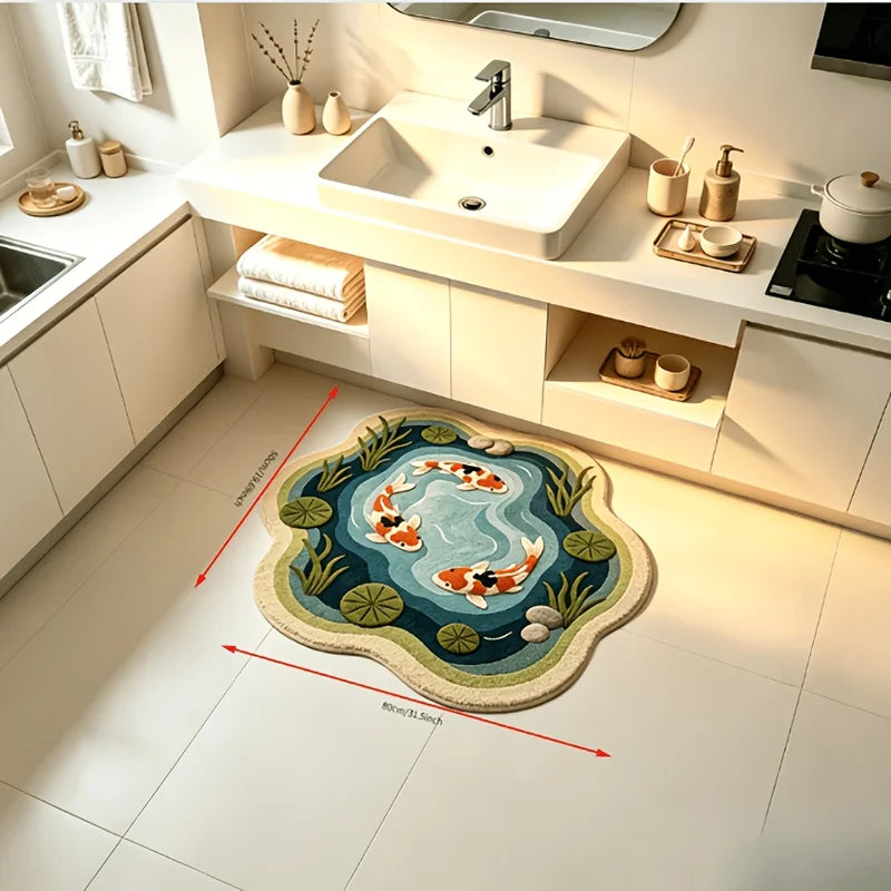 Cartoon Alien Fish Pool Carpet Non-Slip Floor Mat for Living Room and Bedroom