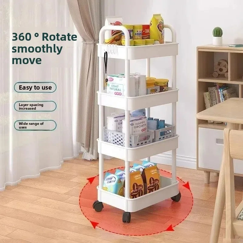 5-Tier Mobile Kitchen Storage Shelf - Slim Rolling Trolley for Snacks & Fruits