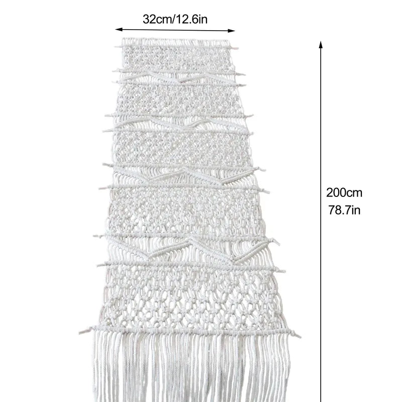 Bohemia Style Handmade Woven Table Runner for Dining & Living Room Decor 32x200cm