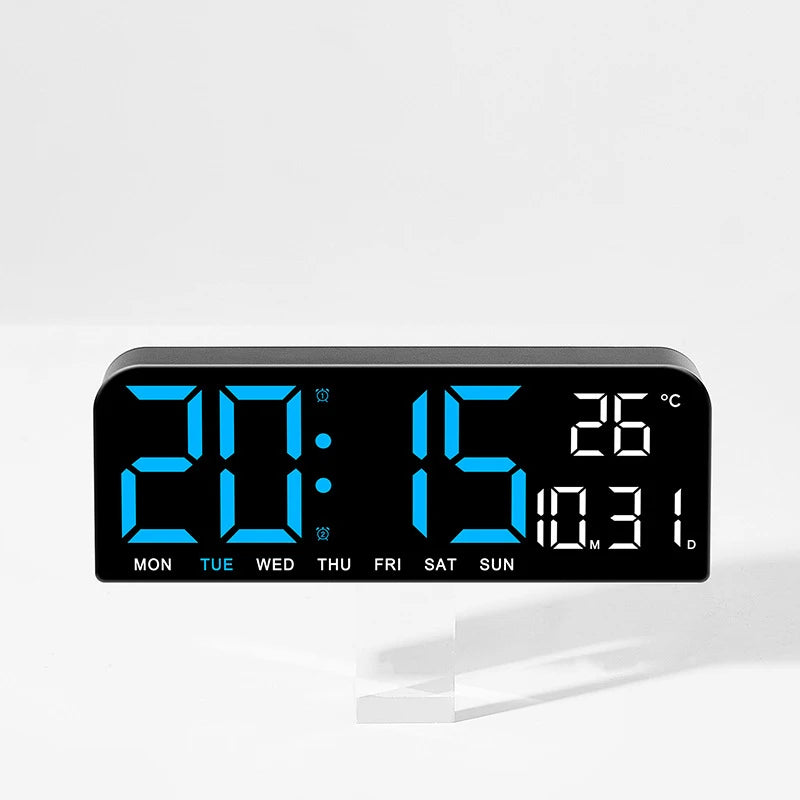 Large LED Digital Wall Clock with Temperature Date Week Display Countdown Brightness Adjustable Dual Alarm