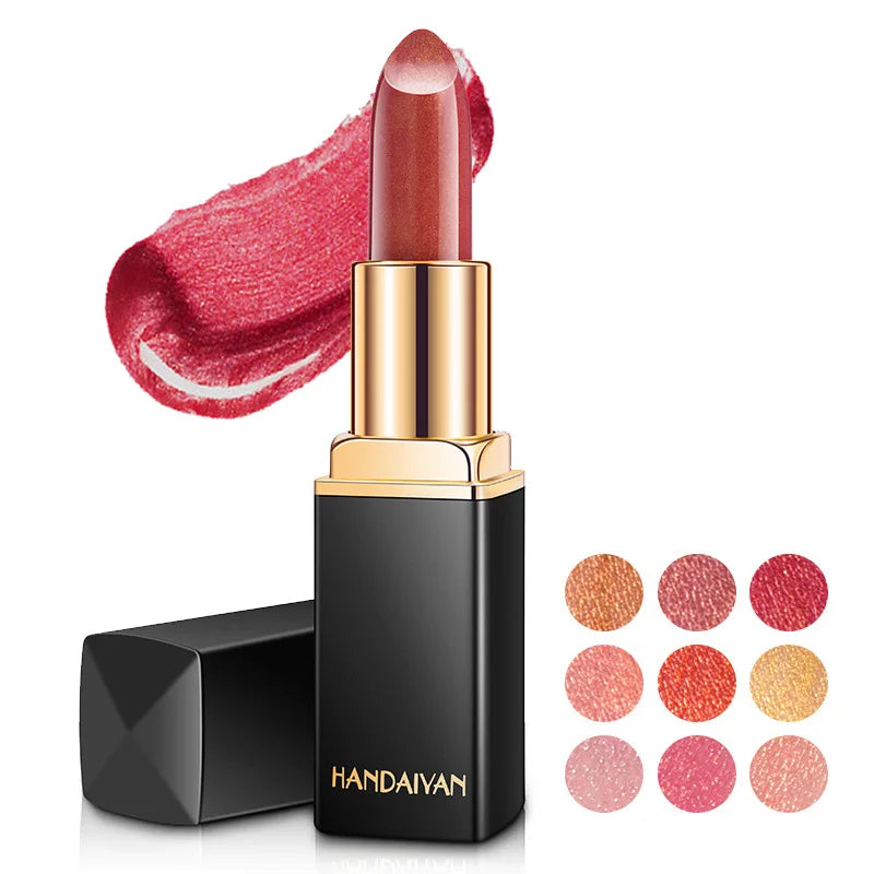 Long Lasting Waterproof Lipstick with Glitter Shimmer - Multiple Colors