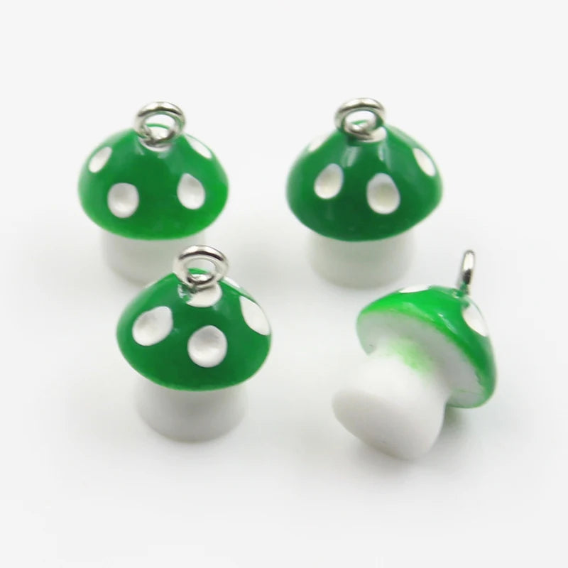 Colorful 3D Mushroom Resin Charms for Jewelry Making - 10pcs