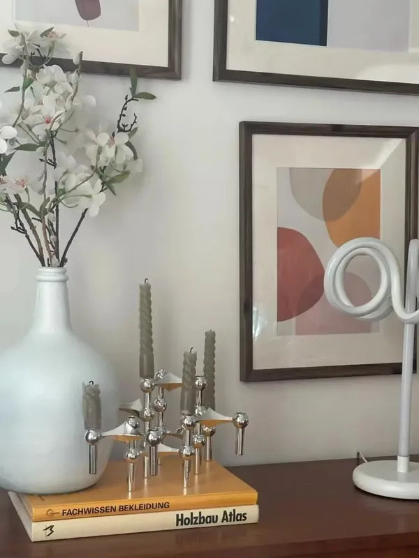 Molecular Structure Candle Holder Metal Centerpiece for Living Room Decor - Silver, White, Golden Variants