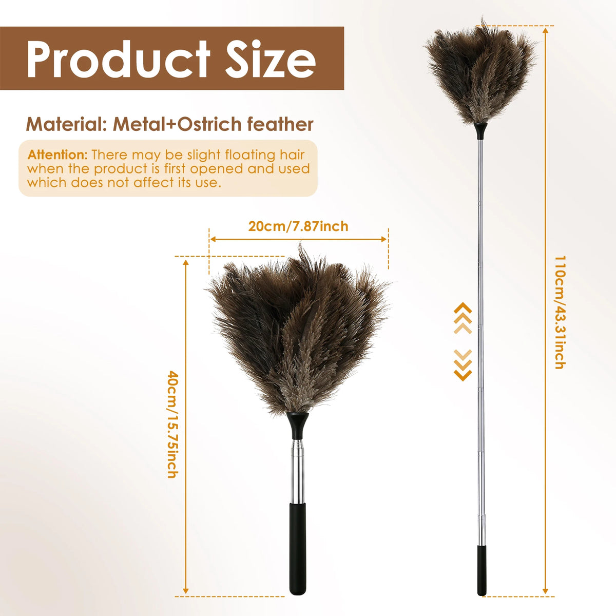 Extendable Ostrich Feather Duster for Ceiling Fans & Furniture Cleaning - Reusable Anti-Static Dusting Tool