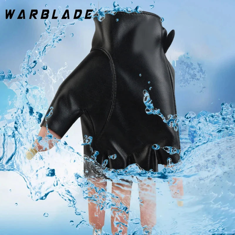 Women Halloween PU Leather Waterproof Fingerless Gloves - Punk Fashion Cycling & Dance Gloves
