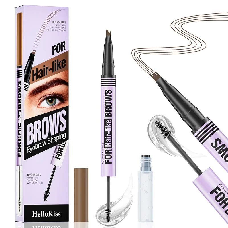 Double End Eyebrow Pencil Waterproof Gel Brow Makeup Kit - Natural & Long Lasting