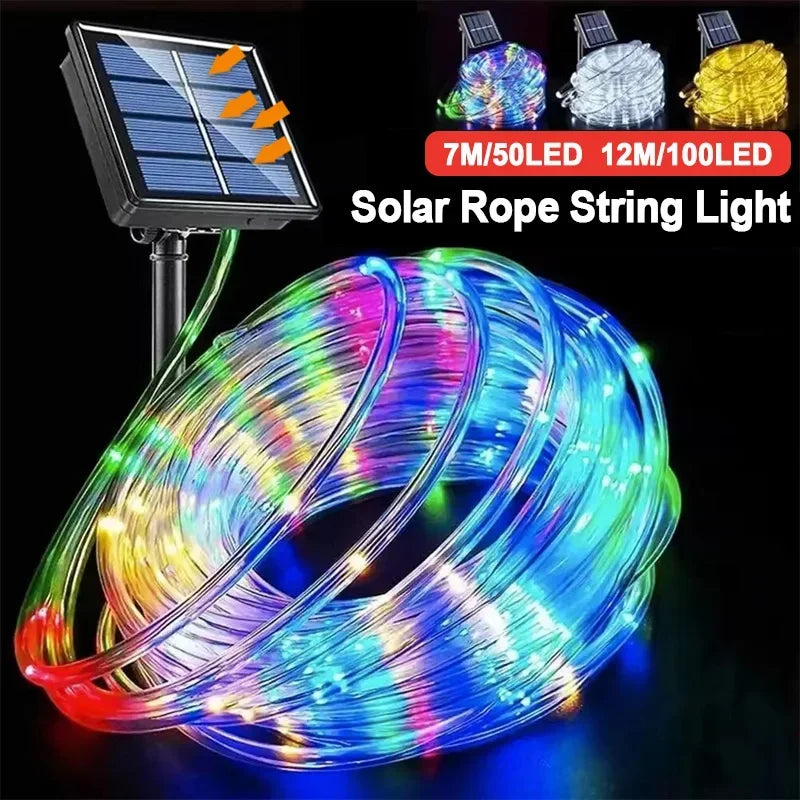 LED Solar String Lights Waterproof Rope Lamp for Outdoor Holiday Decor