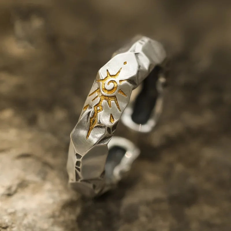 Adjustable Wishing Stone Totem Ring - Stainless Steel Punk Jewelry for Men Women