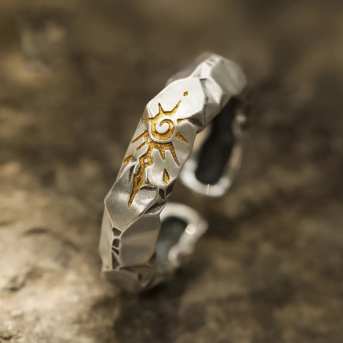 Adjustable Wishing Stone Totem Ring - Stainless Steel Punk Jewelry for Men Women