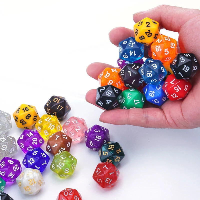 10PCS Acrylic D20 Polyhedral Dice Set for Math Learning & Party Favors