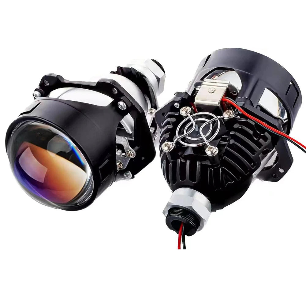 90W Bi-LED Projector Lens Kit for Car Headlights - Universal Fit, Blue Tint
