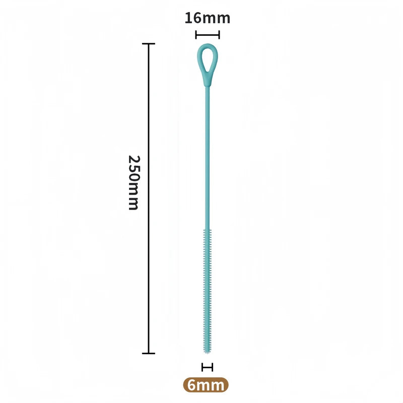 Long Silicone Straw Cleaner Brush for Reusable Cups & Straws - Deep Cleaning Tool