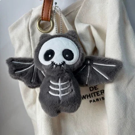 Cute Cartoon Skeleton Bat Plush Keychain for Kids Backpack Accessories Halloween Gift