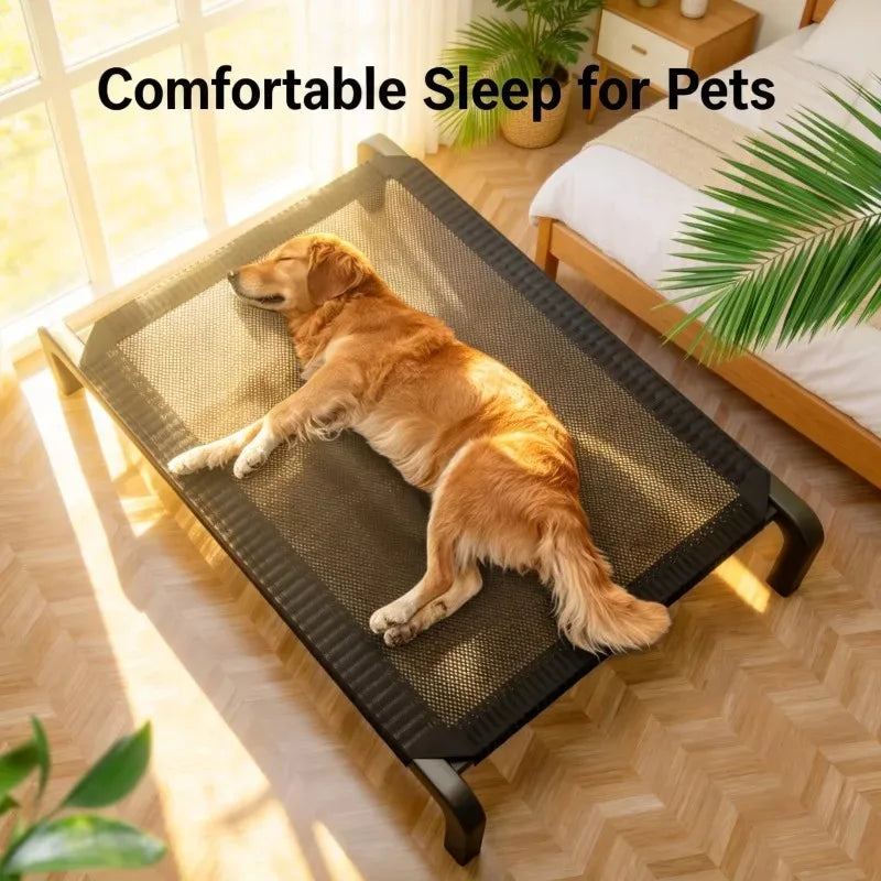 All-Season Foldable Dog Bed - Large & Small Pets Cooling Summer Camp Bed with Detachable Cover