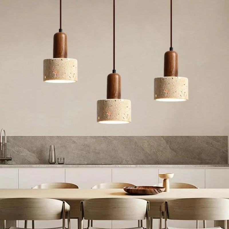 Wabi Sabi Style Travertine Pendant Light for Bedroom Kitchen Dining
