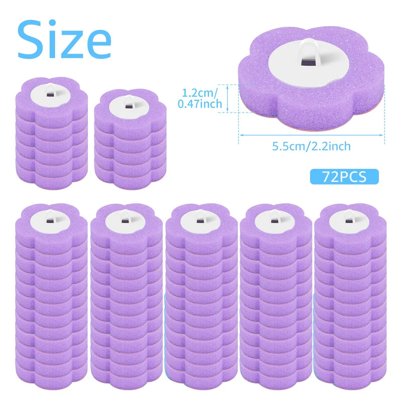 72Pcs Toilet Brush Replacement Heads with Lavender Scent - Bathroom Cleaning Accessories