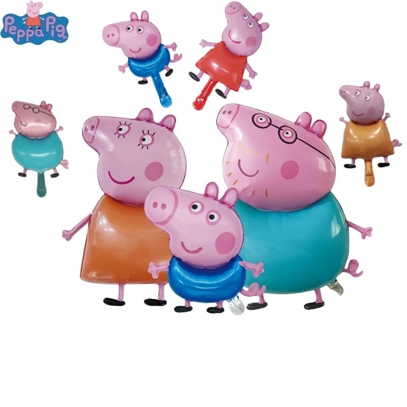 7pcs Peppa Pig Family Themed Birthday Balloons Party Decor Cartoon Kids Celebration