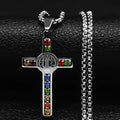 Catholic Jesus Cross Necklace Stainless Steel Pendant Saint Virgin Mary Jewelry