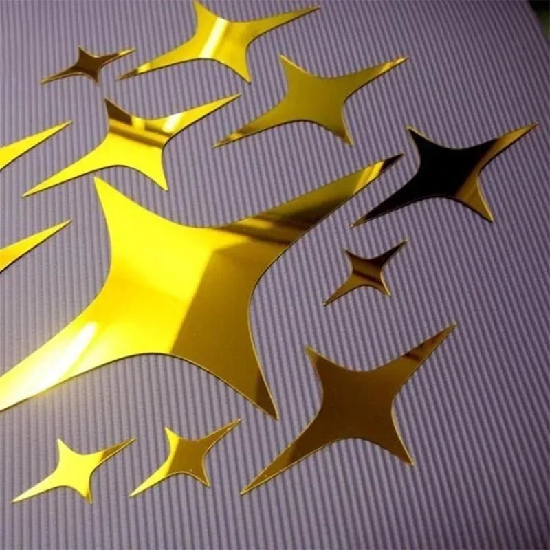 50Pcs Mirror Effect Star Shape Wall Decals - Removable Home Decor Stickers