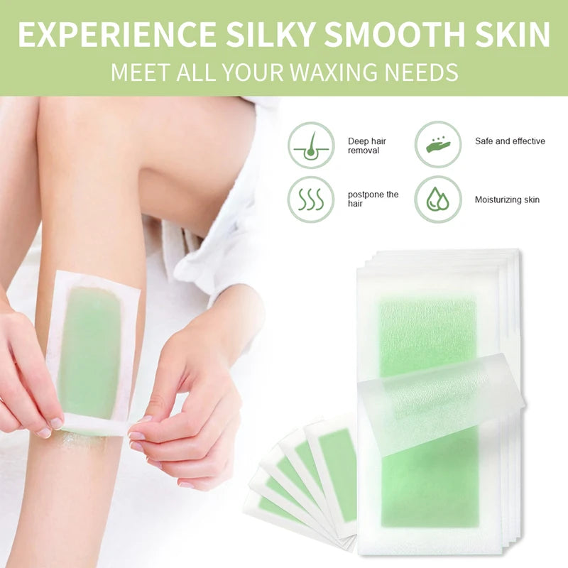 Depilatory Wax Strips for Hair Removal - Cold Wax Paper for Face Body Legs