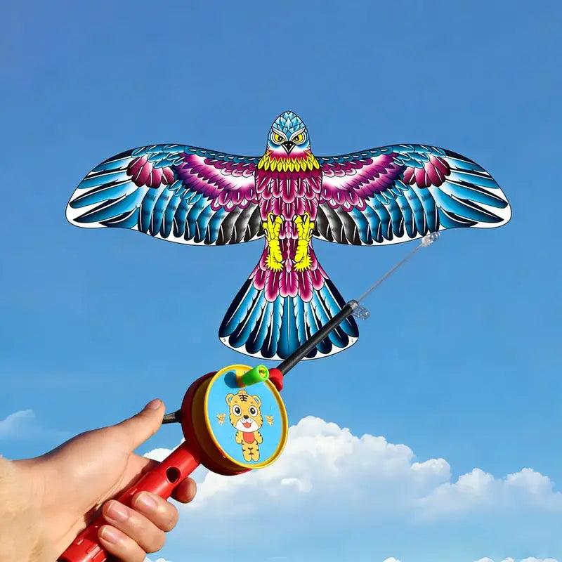Kids Mini Fishing Rod Kite Set with Butterfly Parrot Design, Easy to Fly, Outdoor Beach Park Toy