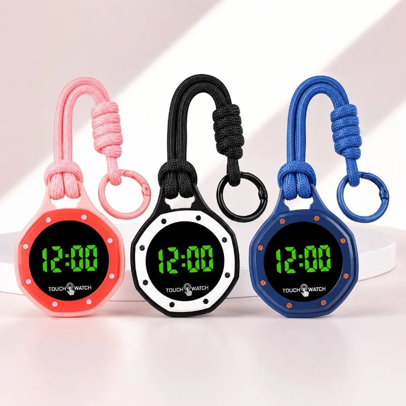 Digital Hanging Watch with Braided Rope Lanyard - Portable LED Pendant Clock
