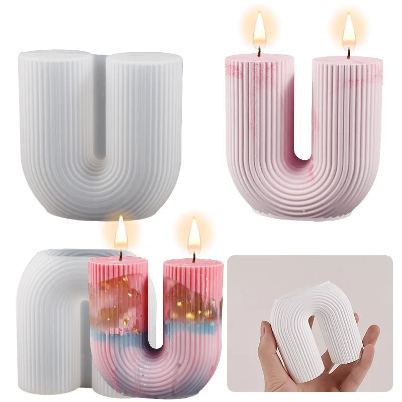 U Shape Candle Silicone Mold for DIY Candle Making and Craft Projects