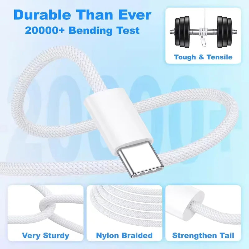PD 40W USB C Fast Charging Cable for iPhone 15/16/17 Pro Max - Data & Power Cable