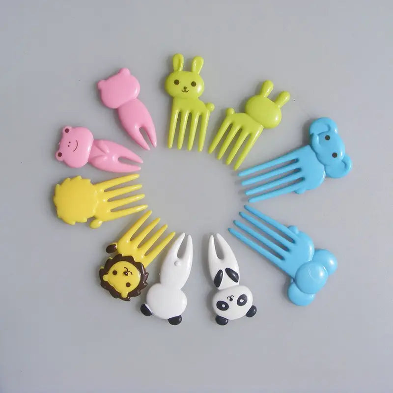 10pcs Animal Farm Fruit Forks Mini Cartoon Food Picks for Snacks & Parties