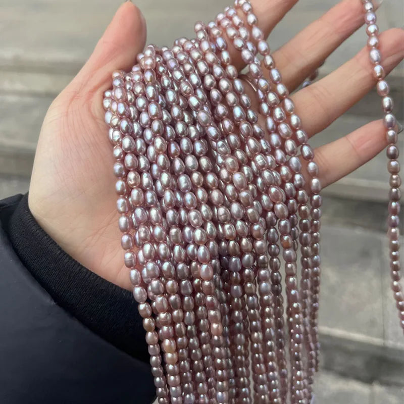 Freshwater Pearl Beads - High-Gloss Rice-Shaped DIY Jewelry Making Supplies