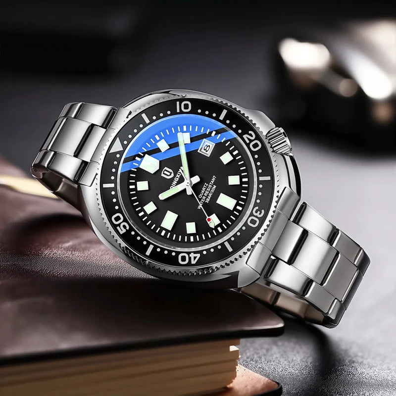 Men's Quartz Wristwatch Waterproof Luminous Business Sport Watch - Stainless Steel