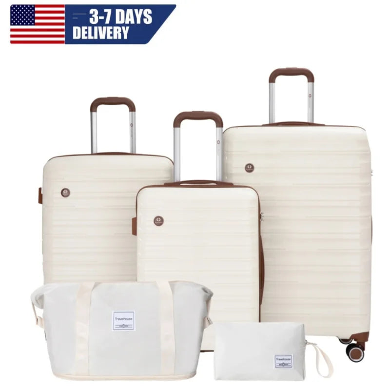 5-Piece Luggage Set with Spinner Wheels TSA Lock Hardcase Travel Suitcases