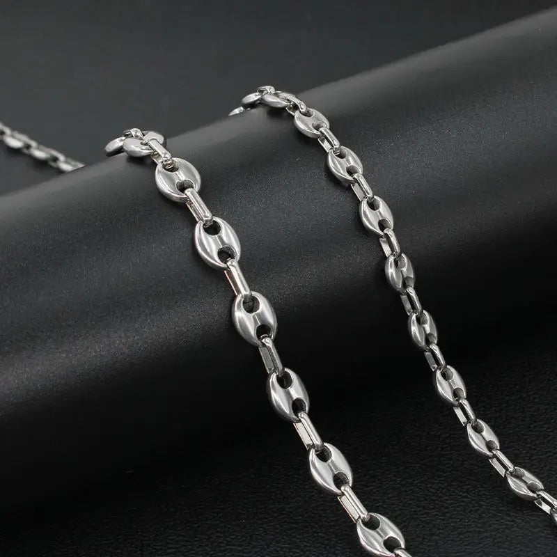 Minimalist Pig Nose Coffee Bean Chain Necklace for Men & Women - Stainless Steel, 45-60cm