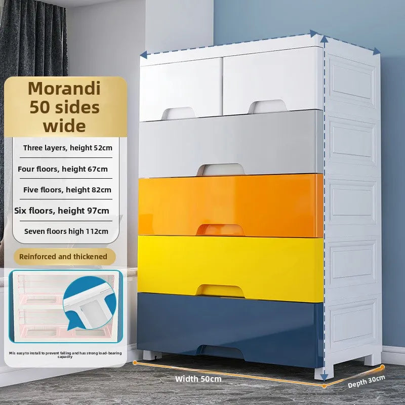 Thickened Plastic Storage Cabinet with Drawers - Childrens Wardrobe Organizer
