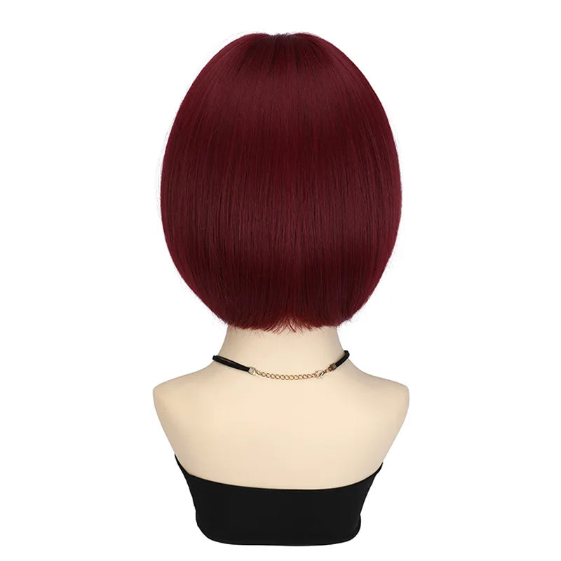 Synthetic Wig for Women - Red Wine-Red Bob Hairstyle for Party & Cosplay