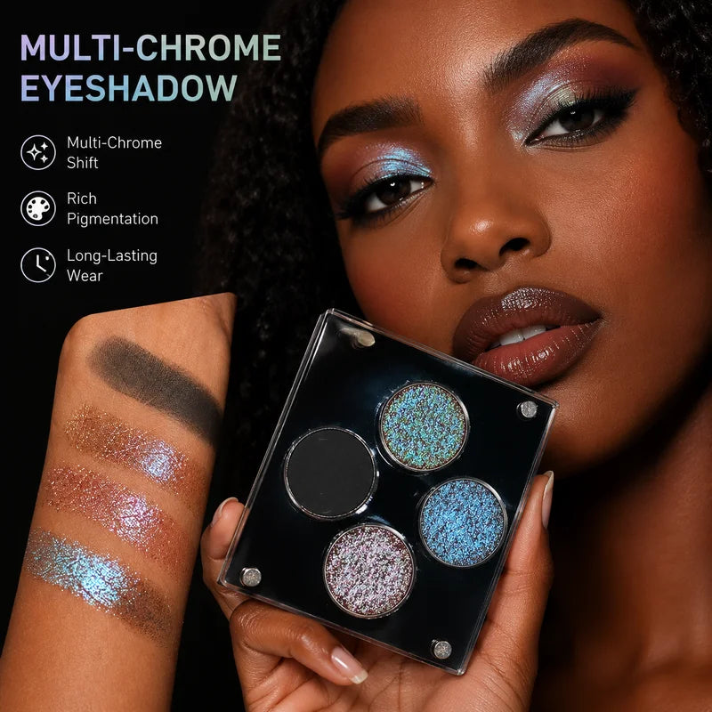 4-Color Chameleon Eye Shadow Palette with Shimmer Finish for Vibrant Looks