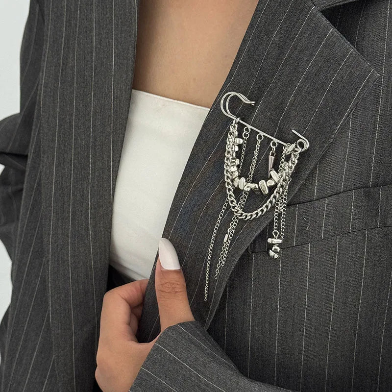 Fashion Irregular Tassel Chain Brooch for Women Multi-Functional Pants Chain Accessory