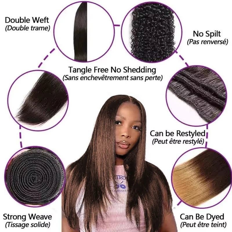Human Hair Bundles - Brazilian Straight Remy Hair Weave, 10-30 Inches