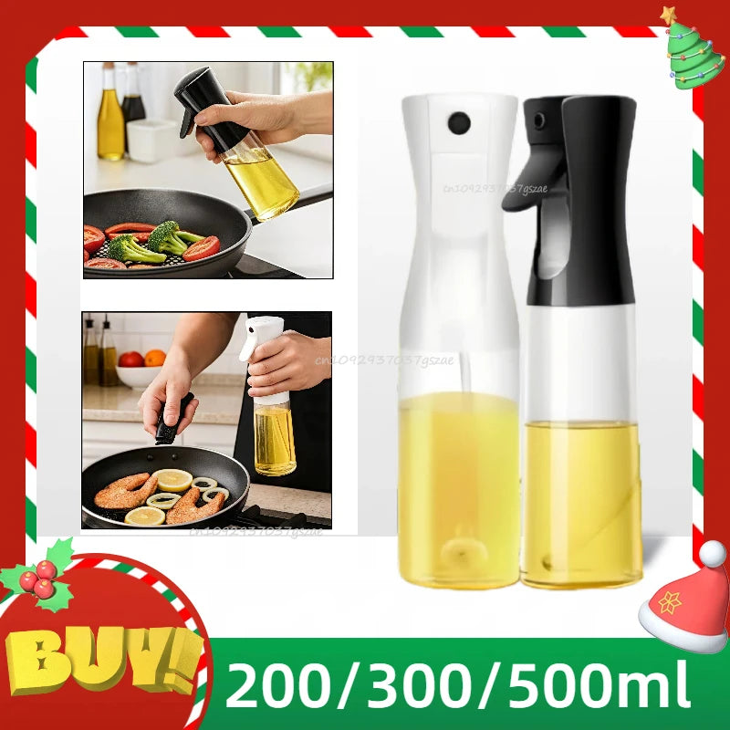 Reusable Oil Spray Bottle with Mist Nozzle - Food Grade Plastic Kitchen Dispenser, 200/300/500ml